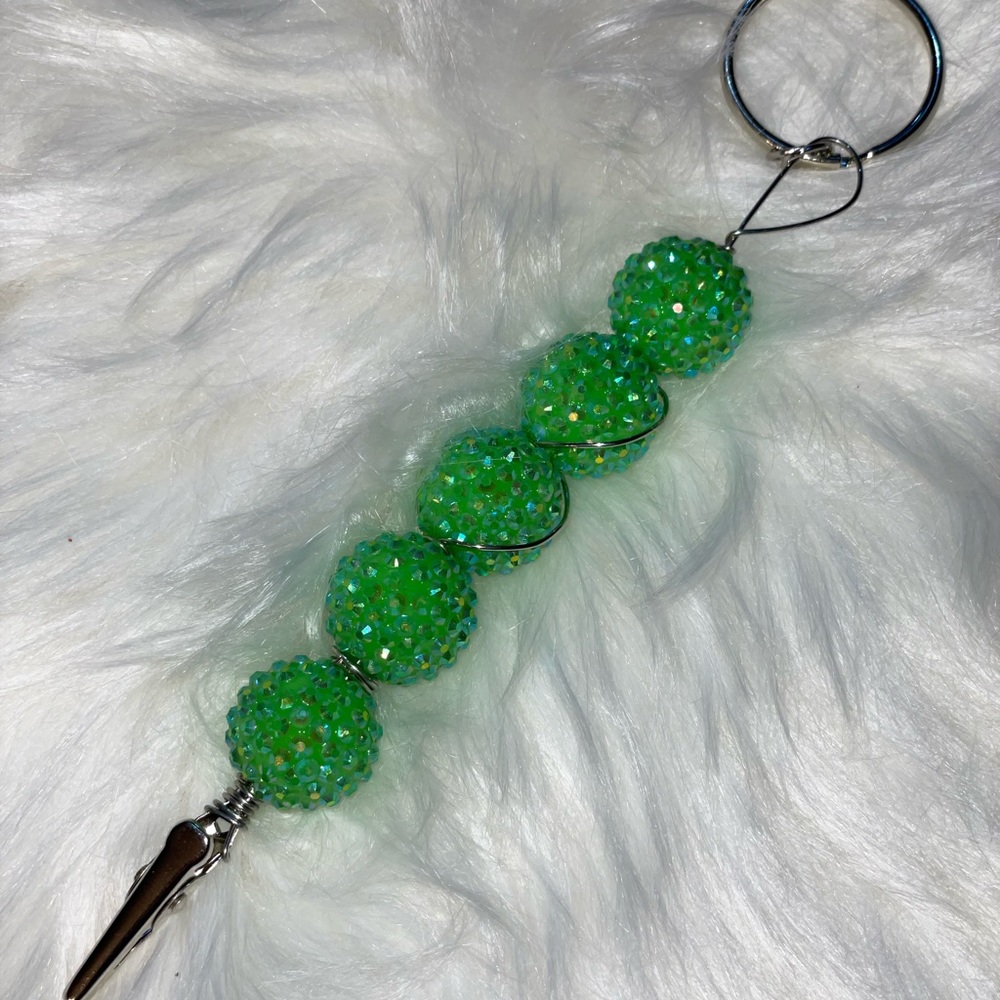ATM Card Grabber Clip Keychain Handmade GREEN